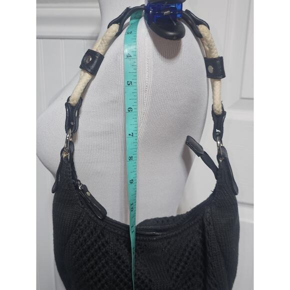 Black Macrame Purse With Strap And Handles - Picture 4 of 9